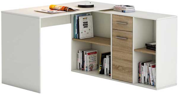 Bureau d’angle modulable avec tiroirs et placard